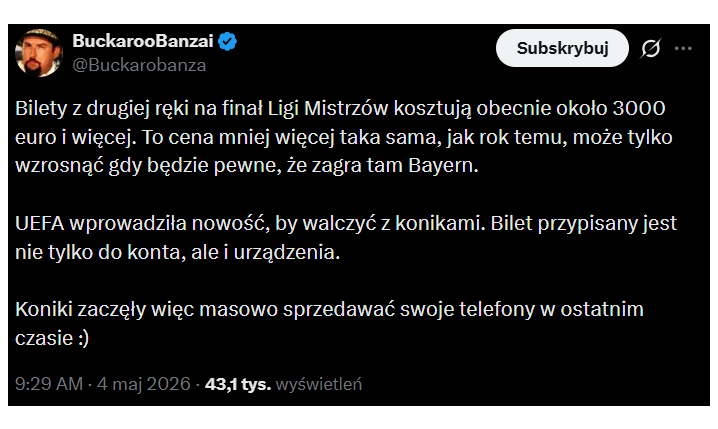 HIT! Tyle MINIMUM kosztują teraz bilety na FINAŁ LM! O.o